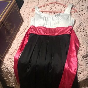 Black, white, pink dress